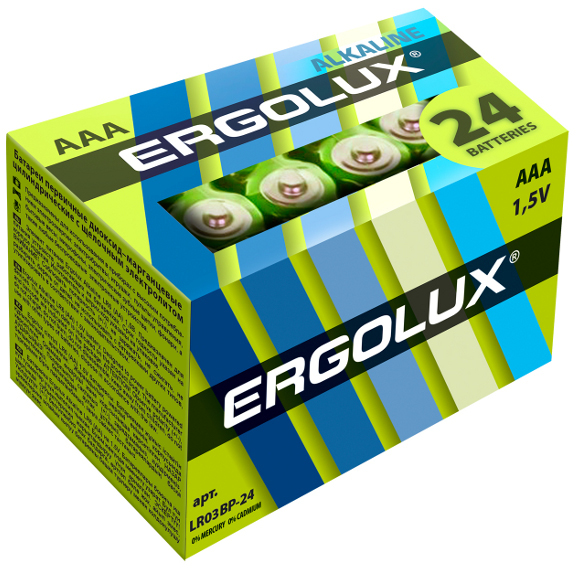 Элемент питания Ergolux LR06 Alkaline BP-24 АА, 1 шт.															