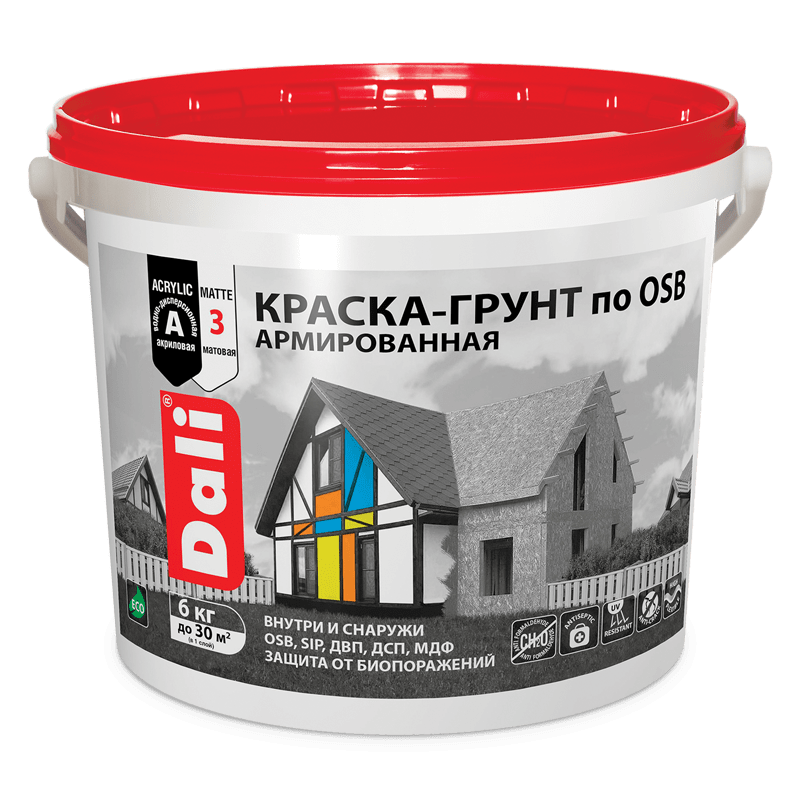 Краска-грунт по OSB армированная 6кг База А Dali
