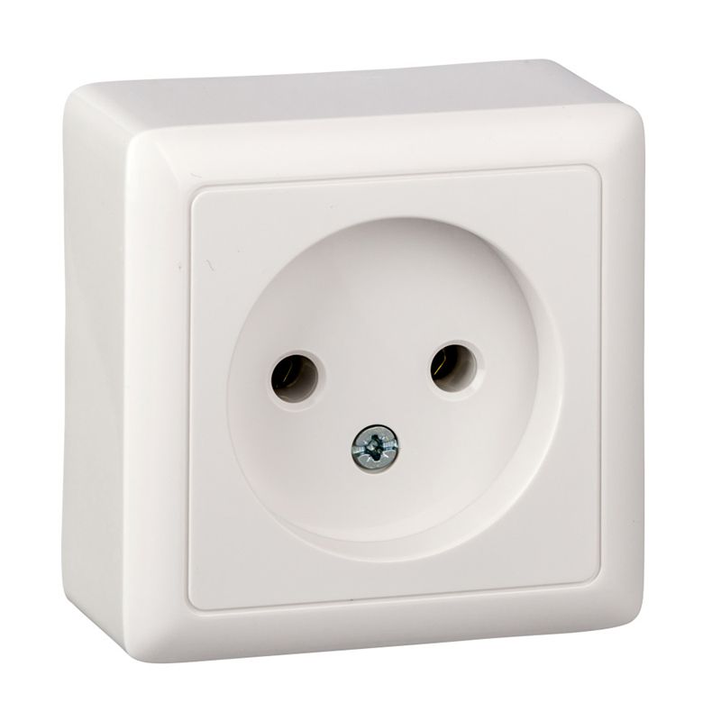 Розетка одноместная открытой установки б/з 10А 250В белый