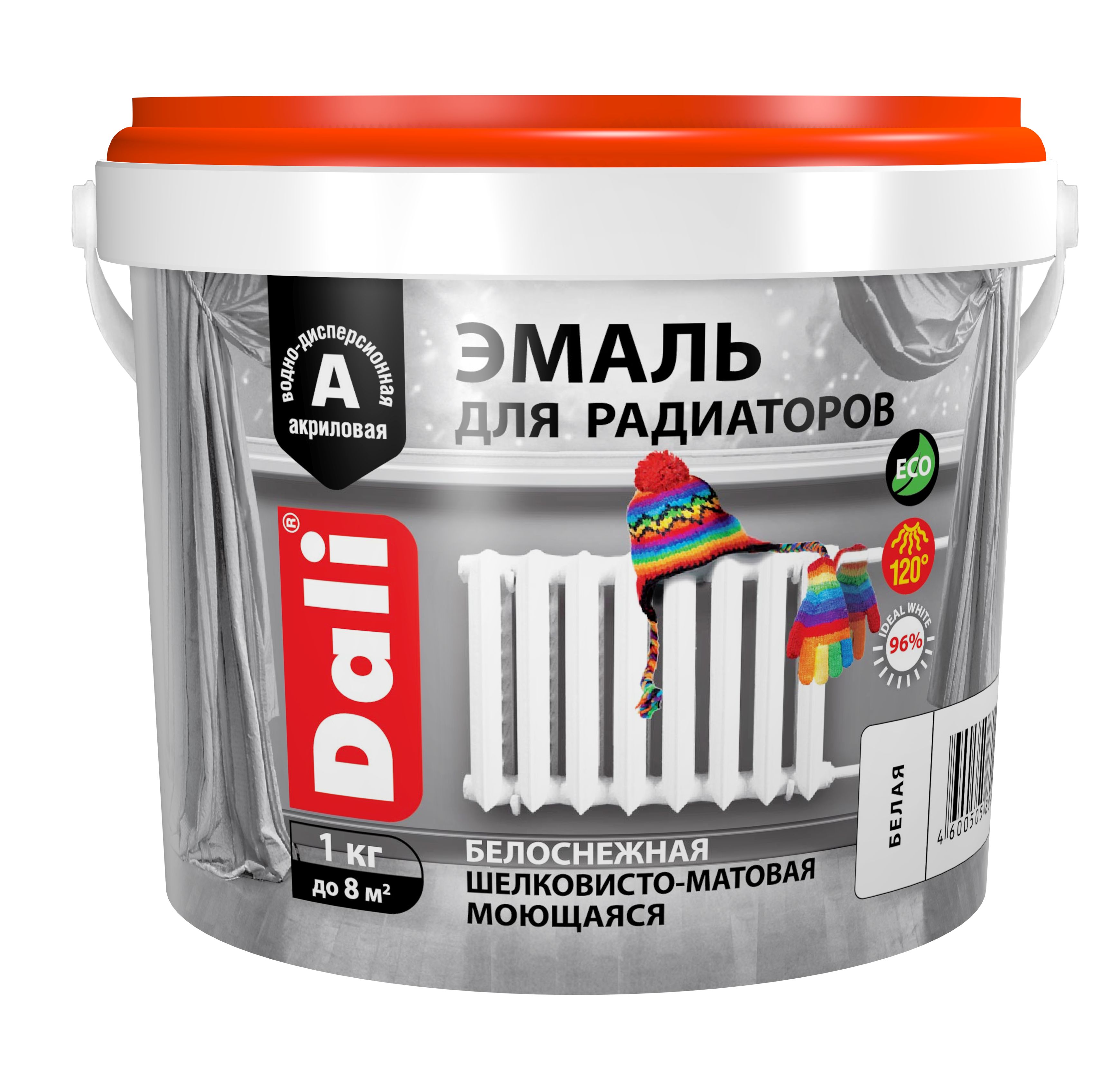 Эмаль для радиаторов отопления акриловая, белая 1кг Dali